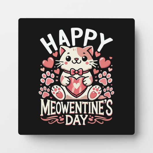 Happy Meowentine's Day - Niedlicher Cat Valentinst Fotoplatte (Vorderseite)