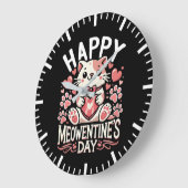 Happy Meowentine's Day - Niedlicher Cat Valentinst Große Wanduhr (Winkel)