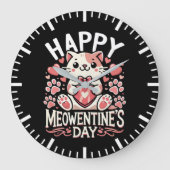 Happy Meowentine's Day - Niedlicher Cat Valentinst Große Wanduhr (Vorderseite)