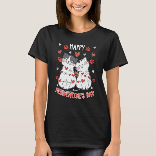 Happy Meowentines Valentines Day Cute Cat Kitten V T-Shirt (Vorderseite)