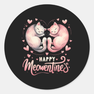 Happy Meowentins Niedliche Valentine Cat Lover Cou Runder Aufkleber
