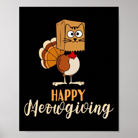 Happy Meowgiving Funny Erntedank Herbst Ca Poster (Vorne)