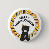 Happy Meowloween Black Cat Halloween Candy Corn Button (Vorderseite)