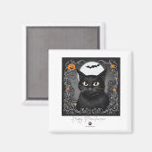 Happy Meowloween! Magnet (Vorderseite/Rückseite)