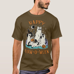 Happy Meowoween Niedlich Cats Ghost Halloween Cats T-Shirt