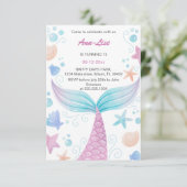 Happy Mermaid Birthday Einladung (Stehend Vorderseite)