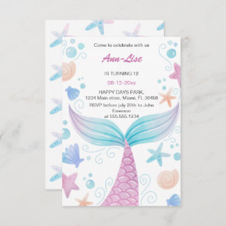 Happy Mermaid Birthday Einladung