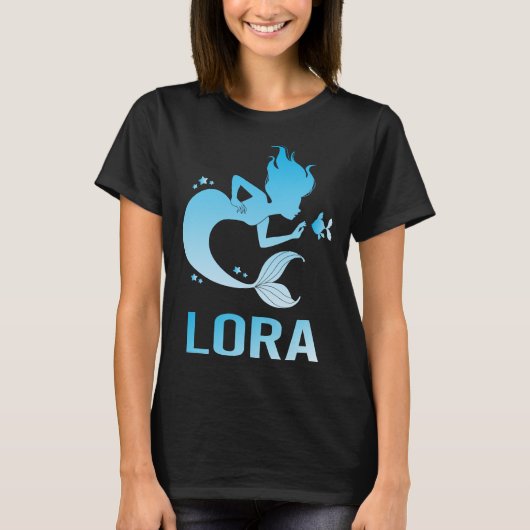 Happy Mermaid - Lora Name T-Shirt (Vorderseite)