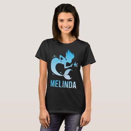 Happy Mermaid - Melinda Name T-Shirt (Vorne ganz)