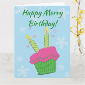 Happy Merry Birthday Cupcake Candles Card Karte (Gelbe Blume)