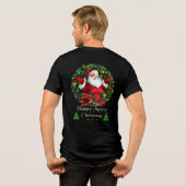 Happy Merry Christmas Festive Holiday T-Shirt  Tri-Blend Shirt (Rückseite voll)