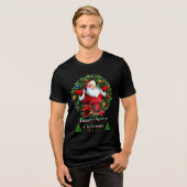 Happy Merry Christmas Festive Holiday T-Shirt Tri-Blend Shirt (Vorderseite voll)