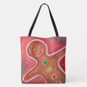 Happy Merry Christmas Gingerbread Mann Red Tasche (Rückseite)