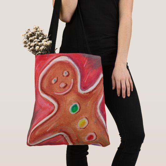 Happy Merry Christmas Gingerbread Mann Red Tasche (Von Nahem)