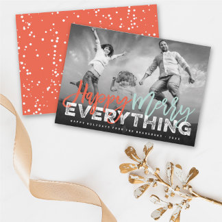 Happy Merry Everything Brush Script Grunge Foto Feiertagskarte