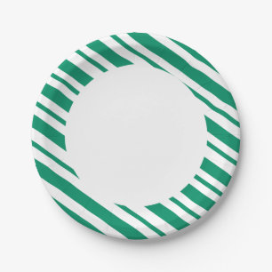 Happy Merry Green & White Striping Pappteller