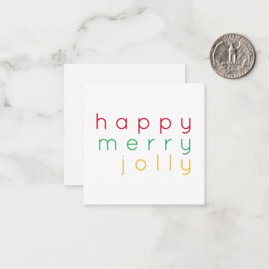 HAPPY MERRY JOLLY 2.5" Square Flat Note Card Mitteilungskarte (Vorderseite/Rückseite Beispiel)