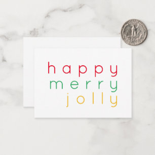 HAPPY MERRY JOLLY 3.5x2.5 Flachkarte Mitteilungskarte