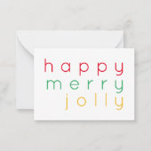 HAPPY MERRY JOLLY 3.5x2.5 Flat Note Card Mitteilungskarte (Vorderseite)