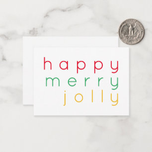 HAPPY MERRY JOLLY 3.5x2.5 Flat Note Card Mitteilungskarte