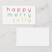 HAPPY MERRY JOLLY 3.5x2 Flat Note Card Mitteilungskarte (Vorne/Hinten)