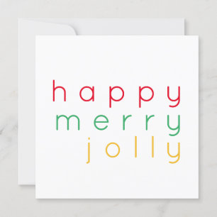 HAPPY MERRY JOLLY 5.25 Square Flat Christmas Card Feiertagskarte