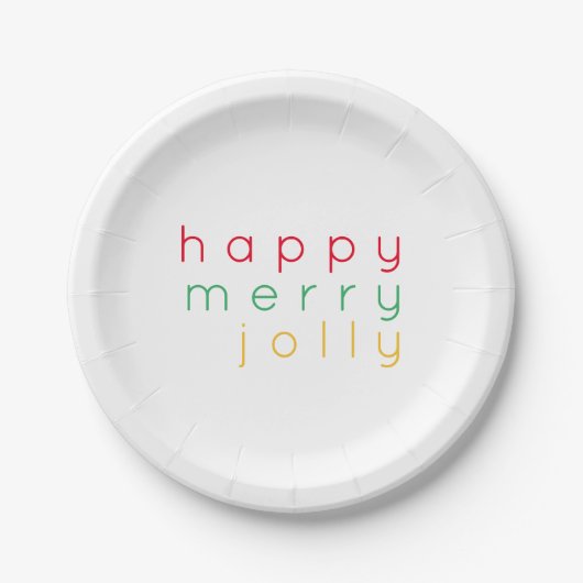 HAPPY MERRY JOLLY 7" Round Paper Tellers Pappteller (Vorderseite)