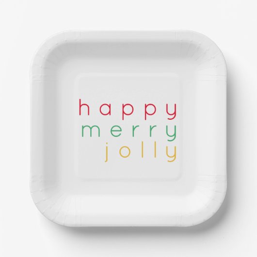 HAPPY MERRY JOLLY 7" Square Paper Tellers Pappteller (Vorderseite)