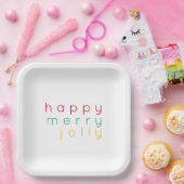 HAPPY MERRY JOLLY 9" Square Paper Tellers Pappteller (Party)
