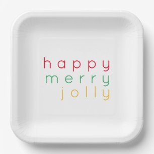 HAPPY MERRY JOLLY 9" Square Paper Tellers Pappteller