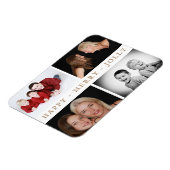 Happy Merry Jolly Family 4 Foto Collage Holiday Magnet (Linke Seite)
