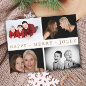 Happy Merry Jolly Family 4 Foto Collage Holiday Postkarte