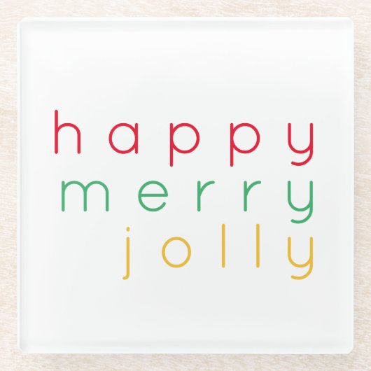 HAPPY MERRY JOLLY Glass Untersetzer (Vorderseite)