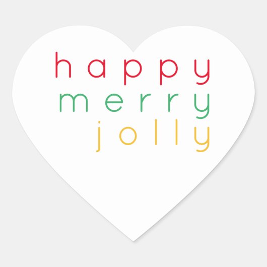 HAPPY MERRY JOLLY Heart Stickers (Vorderseite)