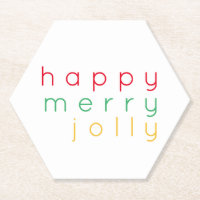 HAPPY MERRY JOLLY Hexagon Paper Untersetzer