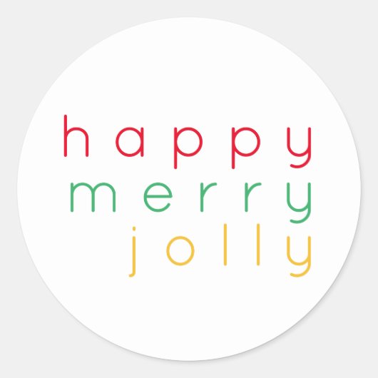 HAPPY MERRY JOLLY Large Round Stickers (Vorderseite)