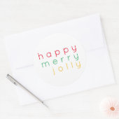 HAPPY MERRY JOLLY Large Round Stickers (Umschlag)