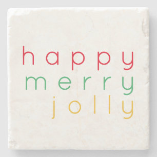 HAPPY MERRY JOLLY Marble Stone Untersetzer