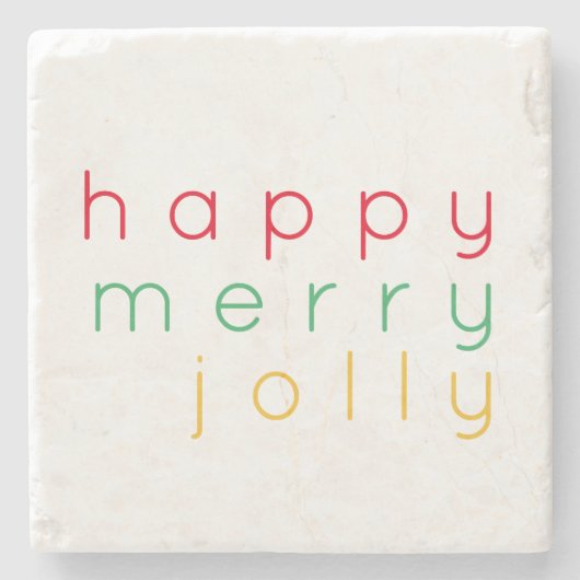HAPPY MERRY JOLLY Marble Stone Untersetzer (Vorderseite)
