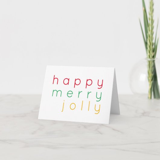HAPPY MERRY JOLLY Note Card Feiertagskarte (Vorderseite)
