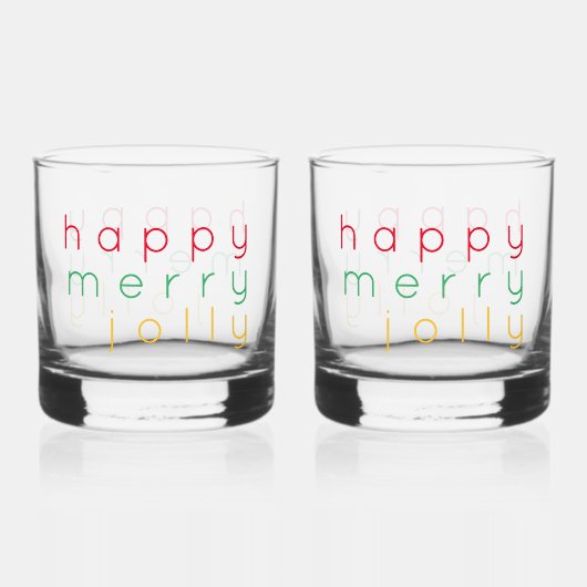 HAPPY MERRY JOLLY Rocks Glasses (2) Whiskyglas (Vorderseite)
