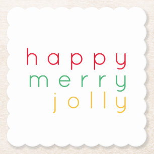 HAPPY MERRY JOLLY Scalloped Square Paper Untersetz Untersetzer