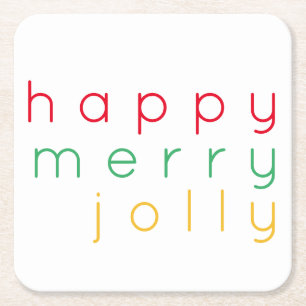 HAPPY MERRY JOLLY Square Paper Untersetzer