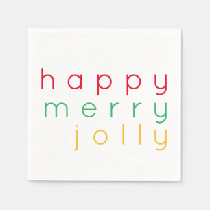 HAPPY MERRY JOLLY Standard Cocktail Paper Napkins Serviette