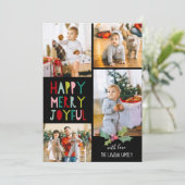 Happy Merry Joyful | WeihnachtsfotoCollage Feiertagskarte (Stehend Vorderseite)