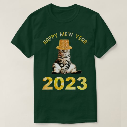 Happy Mew Year 2023 Funny Cat Lover New Year's Eve T-Shirt (Design vorne)