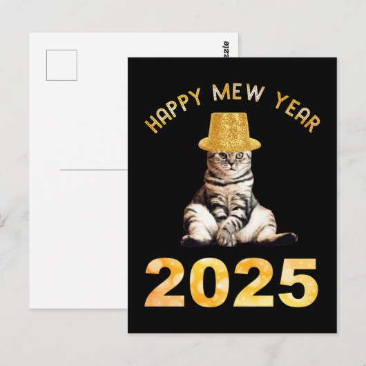 Happy Mew Year 2025 Postkarte (Vorne/Hinten)