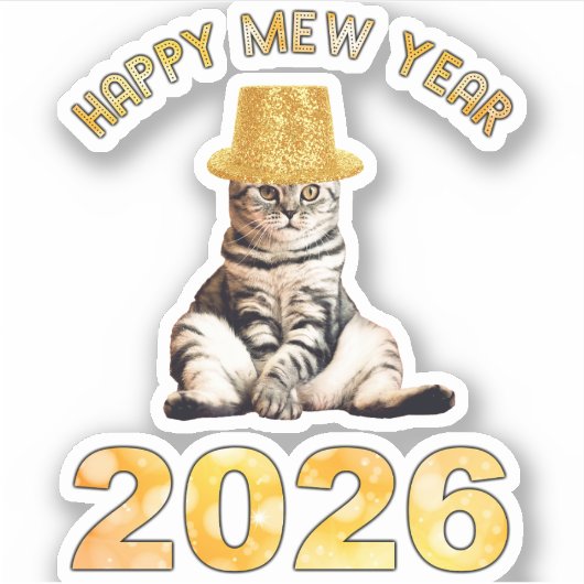 Happy Mew Year 2026 Aufkleber (Vorderseite)