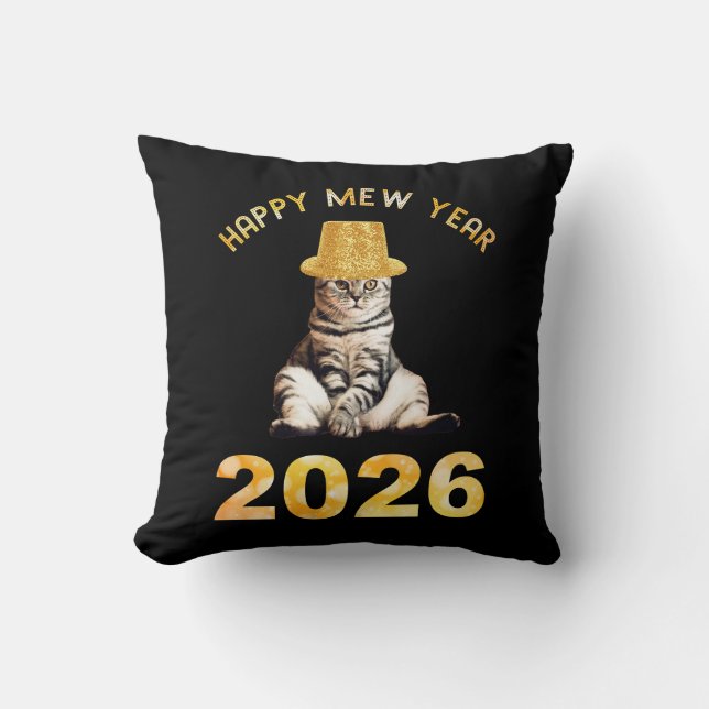 Happy Mew Year 2026 Kissen (Vorderseite)