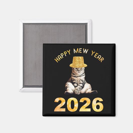 Happy Mew Year 2026 Magnet (Vorderseite/Rückseite)